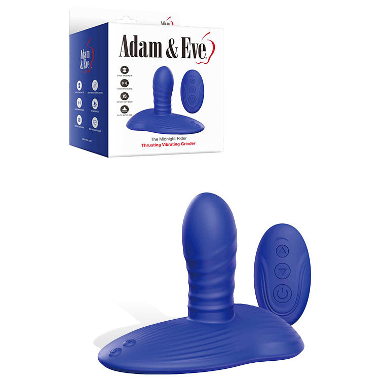 Adam & Eve THE MIDNGHT RIDER - Blue USB Rechargeable Thrusting Vibrating Grinder with Remote Control - Just for you desires