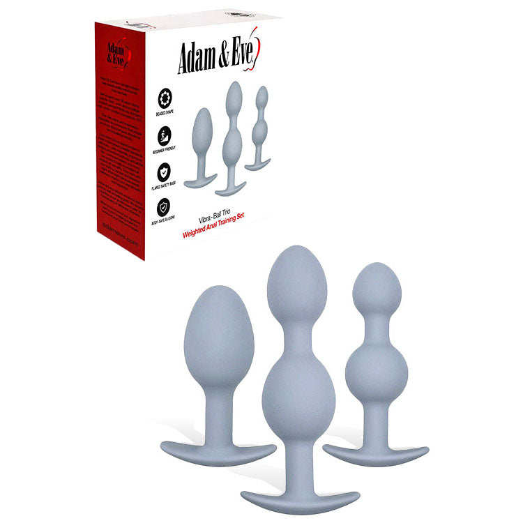 Adam & Eve VIBRA-BALL TRIO - Grey Weighted Anal Training Set - Set of 3 Plugs - Just for you desires