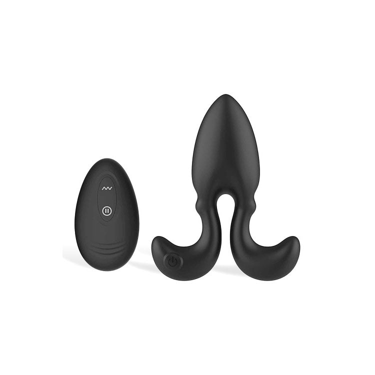Adam & Eve OMEGA Vibrating Plug - Black 10 cm USB Rechargeable Vibrating Butt Plug with Remote