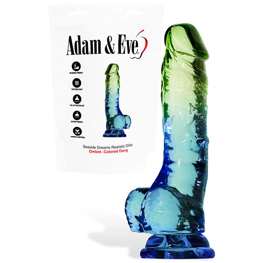 Adam & Eve SENSUAL SEASIDE 8.5'' Dildo - Blue/Green 21.5 cm Dildo - Just for you desires