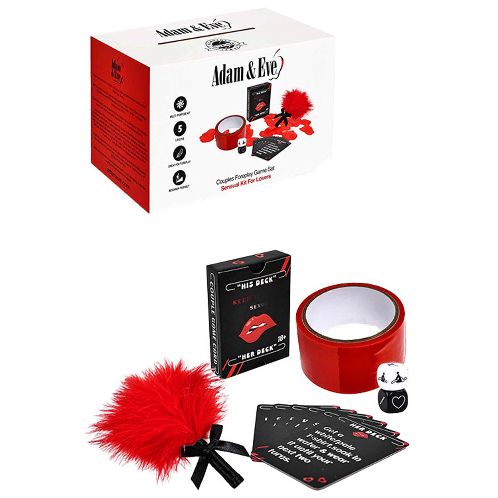 Adam & Eve COUPLES FOREPLAY GAME SET - Couples Card Game - 5 Piece Kit - Just for you desires