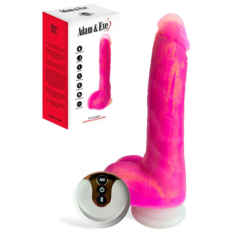 Adam & Eve THE SQUIGGLER - Pink 22.8 cm USB Rechargeable Thrusting Vibrating & Gyrating Dildo with Wireless Remote - Just for you desires