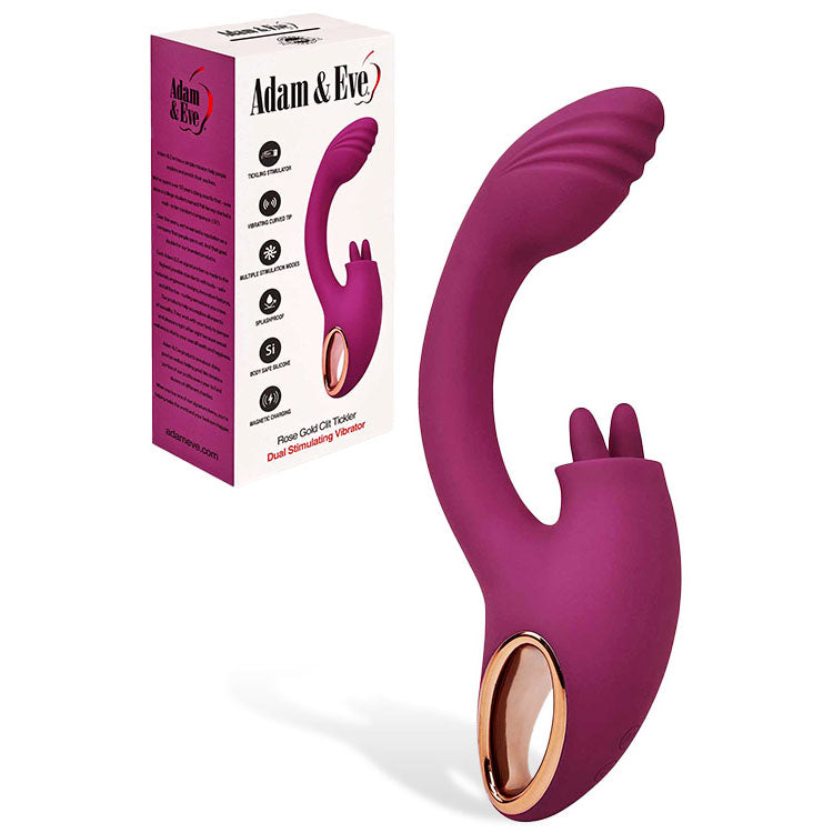 Adam & Eve ROSE GOLD CLIT TICKLER -  22 cm USB Rechargeable Rabbit Vibrator - Just for you desires