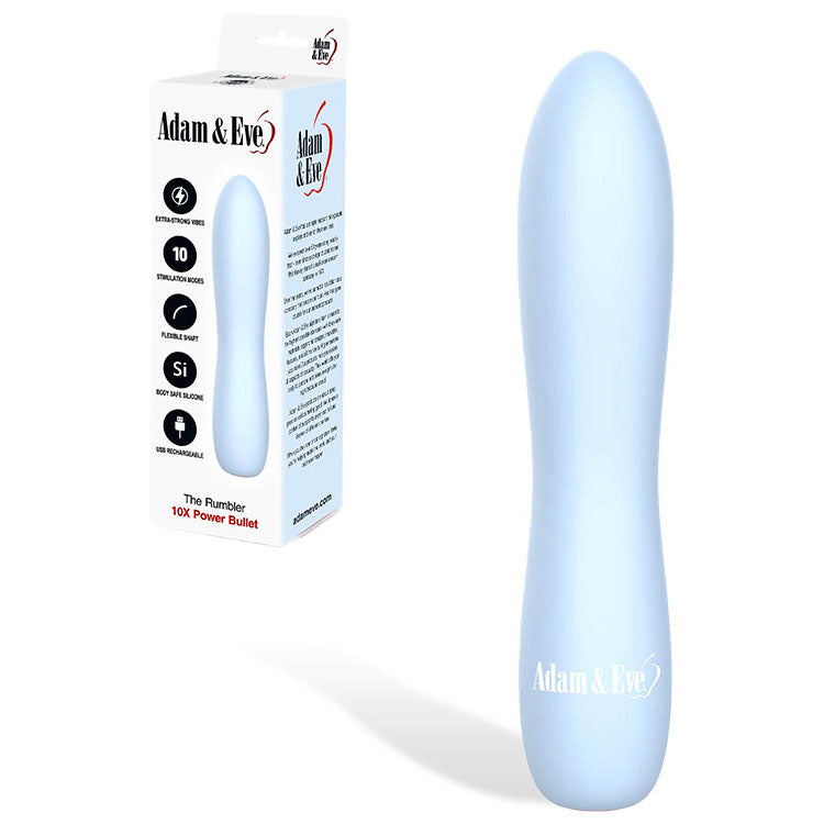 Adam & Eve THE RUMBLER - Light Blue USB Rechargeable Extra Strong Bullet