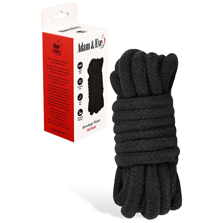 Adam & Eve BONDAGE ROPE - 3 metre (10 feet) - Black Bondage Rope - 3 metre Length - Just for you desires