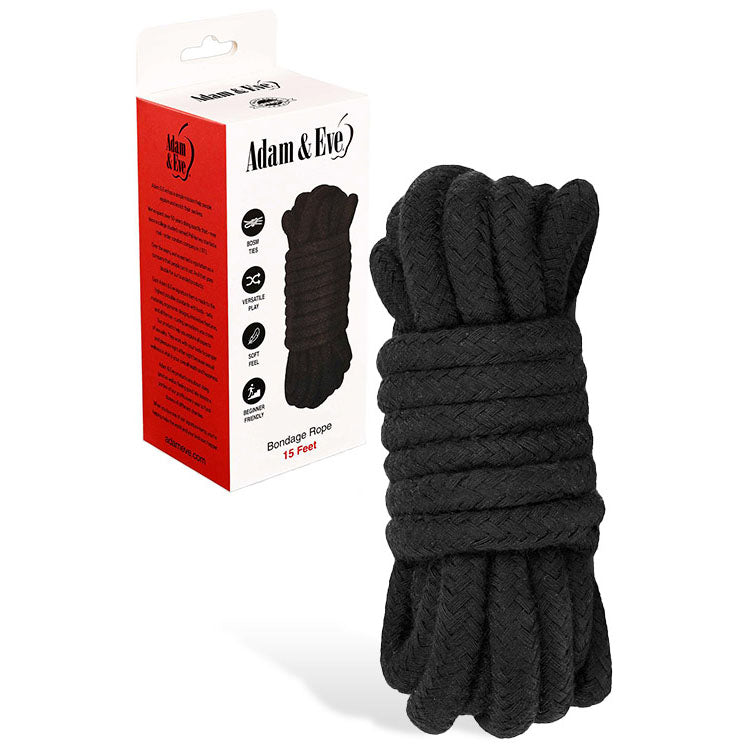 Adam & Eve BONDAGE ROPE - 4.5 metre (15 feet) - Black Bondage Rope - 4.5 metre Length - Just for you desires