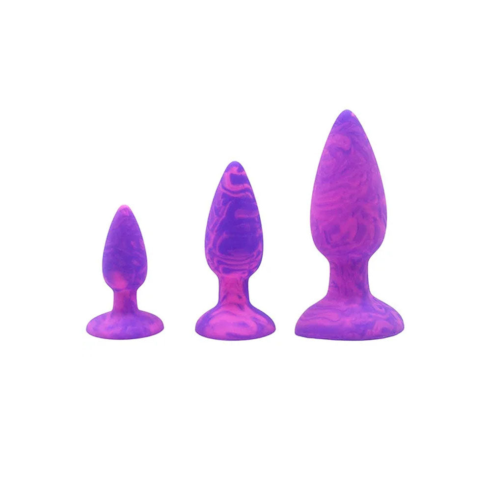 Adam & Eve COLOUR SWIRL Anal Plug Set - Purple/Pink Butt Plugs - Set of 3 Sizes - Just for you desires