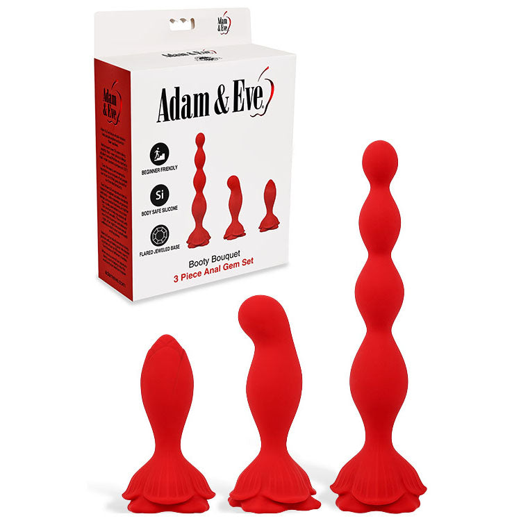 Adam & Eve BOOTY BOUQUET - Red Anal Training Kit - Set of 3 Sizes - Just for you desires