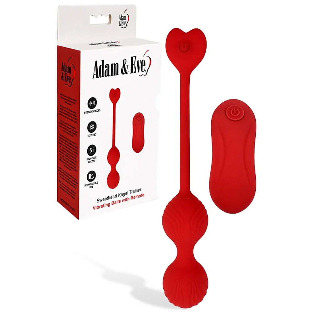 Adam & Eve SWEETHEART Kegel Trainer -  USB Rechargeable Vibrating Kegel Balls with Remote - Just for you desires