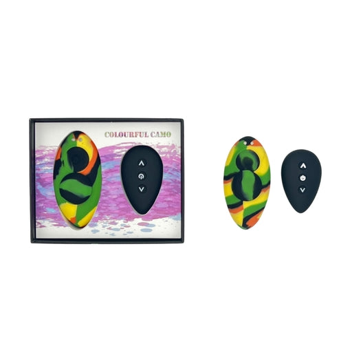 Colourful Camo Remote Control Panty Vibe Yellow - Just for you desires