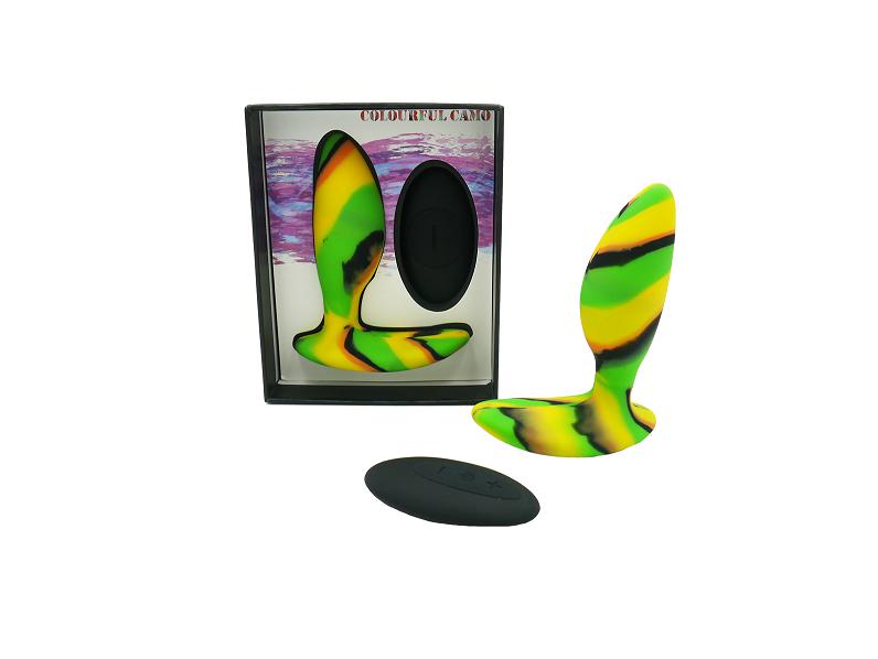 Colourful Camo Idylic Remote Control Butt Plug Yellow - Just for you desires
