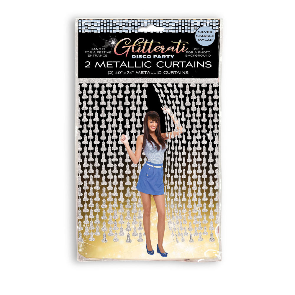 Glitterati - Penis Party Disco Metallic Curtains - Party Doorway Decoration - Set of 2 - Just for you desires