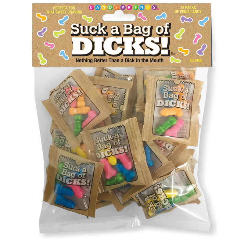 Suck a Bag of Dicks! Bag of 25 - Pecker Lollies - Bulk Bag of 25 Party Packs - Just for you desires