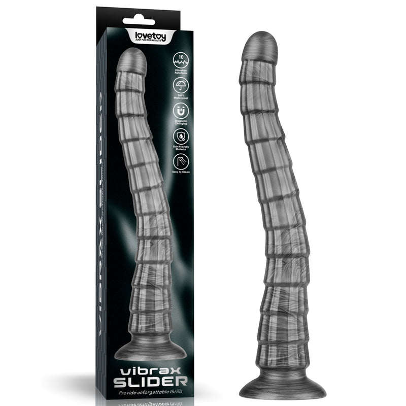 King Sized Vibrating Vibrax Slider - Grey 36.8 cm (14.5'') USB Rechargeable Vibrating Dildo - Just for you desires