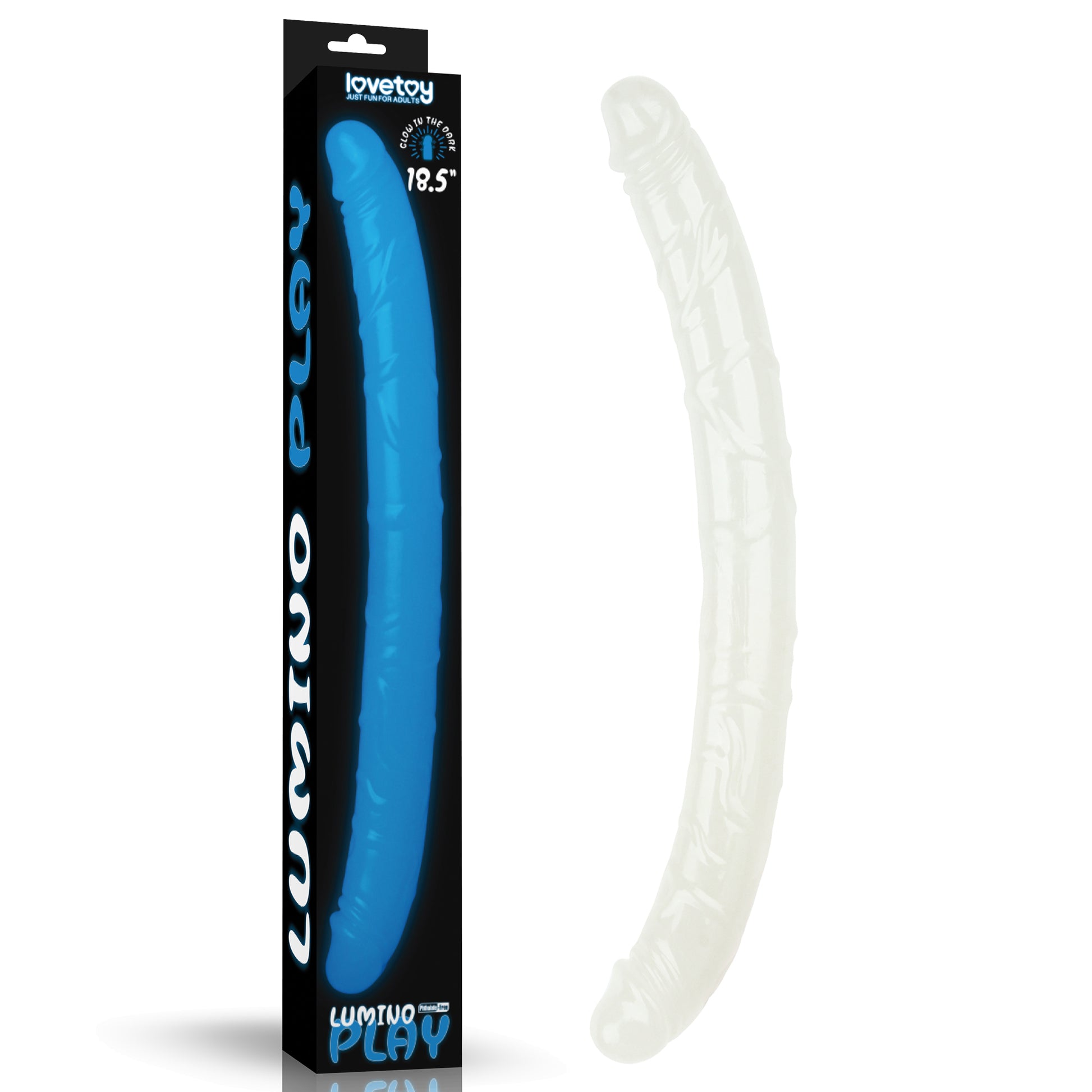 Lumino Play 18.5'' Double Dildo - Glow in the Dark Blue 47 cm Double Dong - Just for you desires