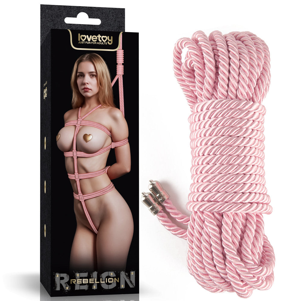 Rebellion Reign Silky Bondage Rope - Pink - Pink Bondage Rope - 10 metre length - Just for you desires
