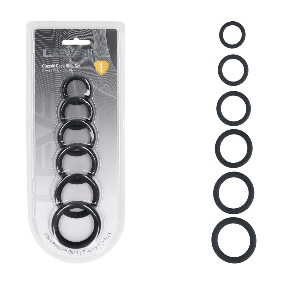 LEVELZ Classic Silicone Cock Ring Set of 6 -  Cock Rings - Set of 6 Sizes - Just for you desires