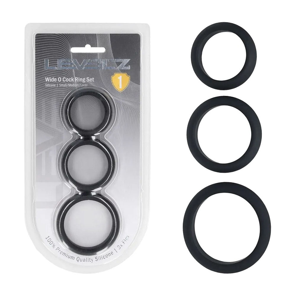 LEVELZ Wide O Silicone Cock Ring Set of 3 - S/M/L -  Cock Rings - Set of 3 Sizes - Just for you desires