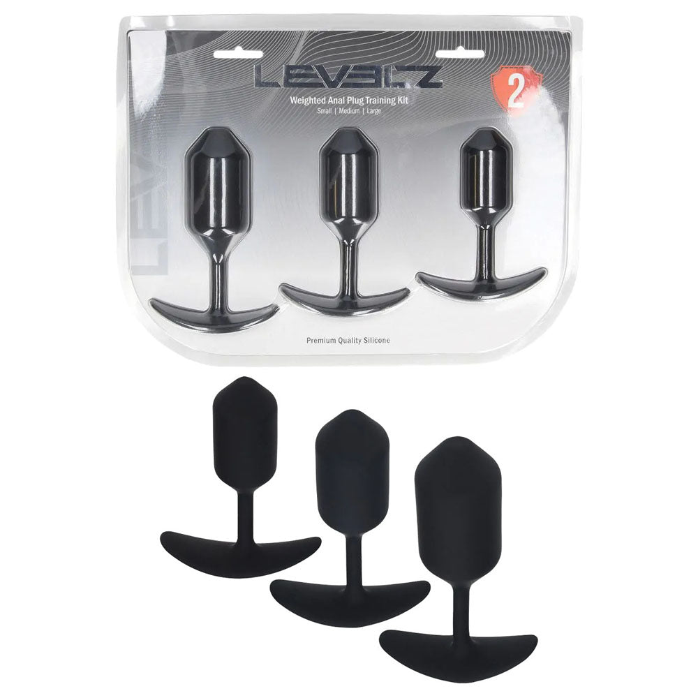 LEVELZ Silicone Weighted Anal Plug Training Set -  Weighted Butt Plugs - Set of 3 Sizes - Just for you desires