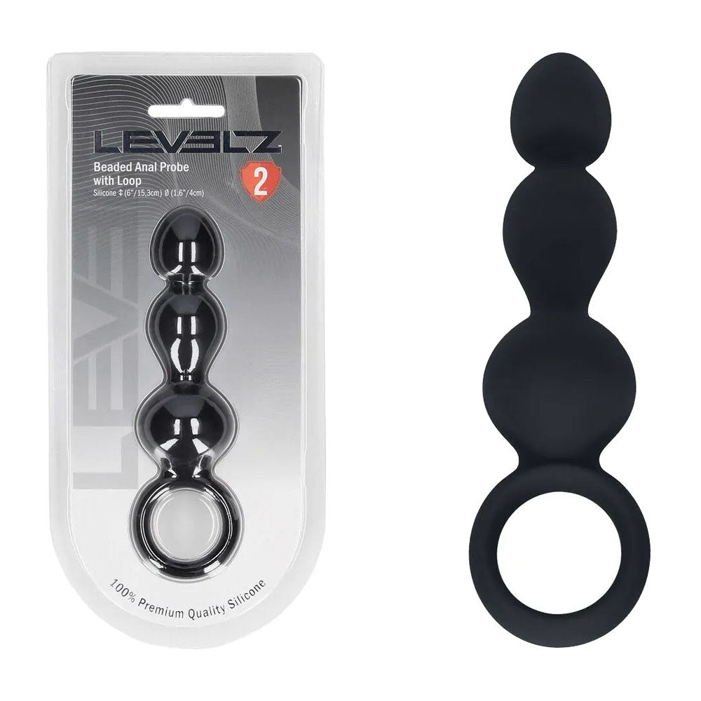 LEVELZ Beaded Silicone Anal Probe with Loop -  15.3 cm Beaded Anal Plug - Just for you desires