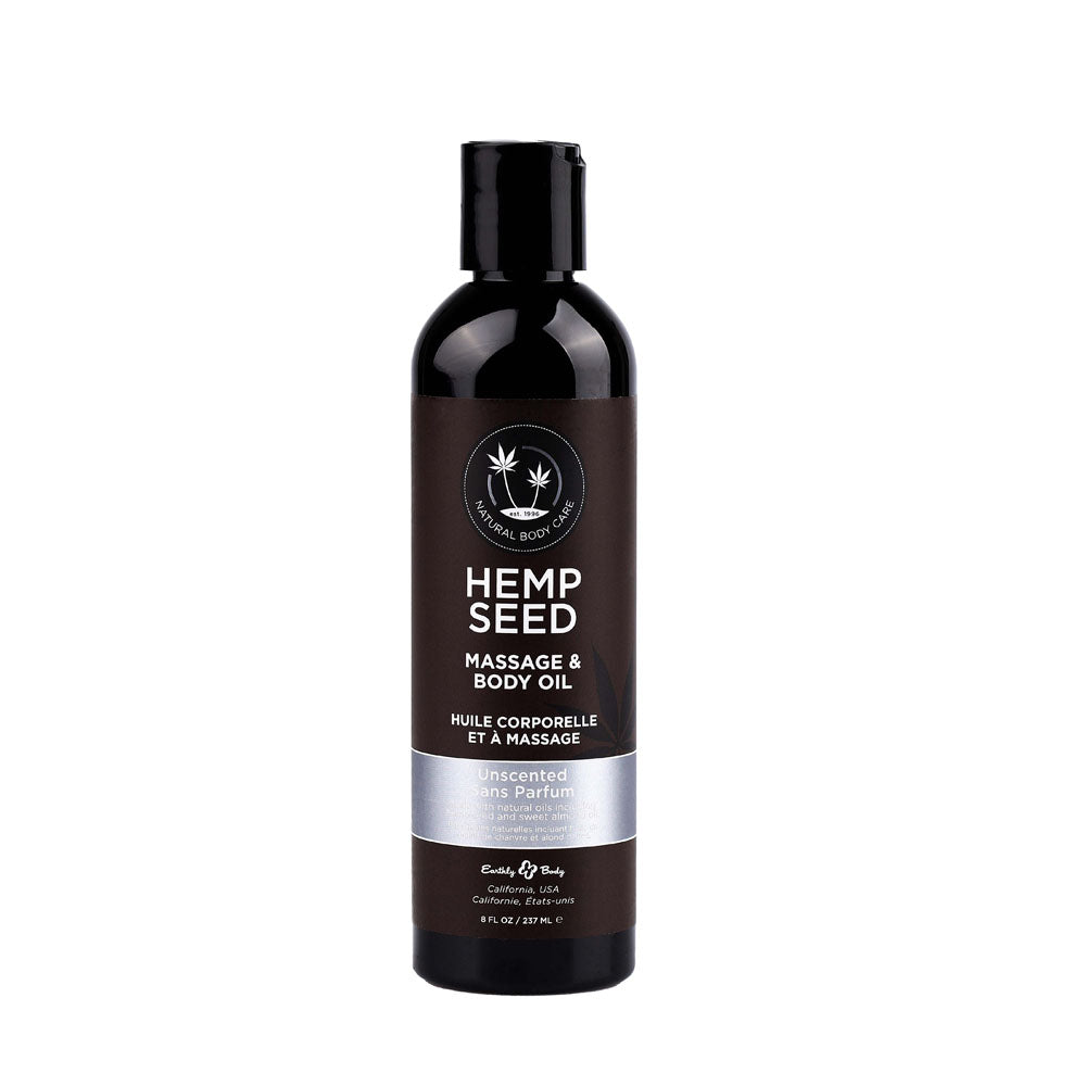 Hemp Seed Massage & Body Oil - Unscented - 237 ml Bottle - Just for you desires