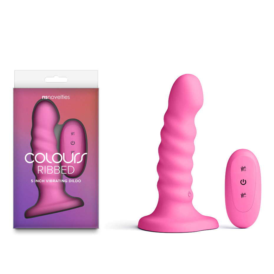 Colours Ribbed - 5'' Vibrating Dildo -  -  14.5 cm USB Rechargeable Vibrating Dildo with Wireless Remote - Just for you desires