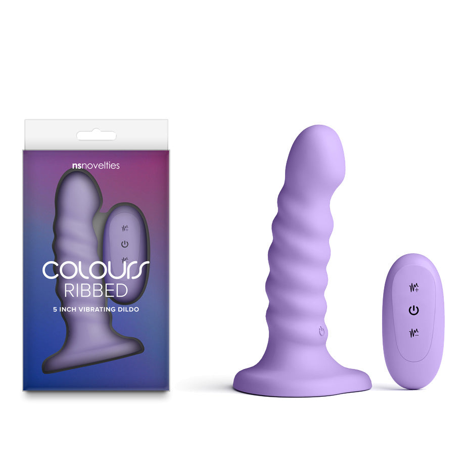 Colours Ribbed - 5'' Vibrating Dildo -  -  14.5 cm USB Rechargeable Vibrating Dildo with Wireless Remote - Just for you desires
