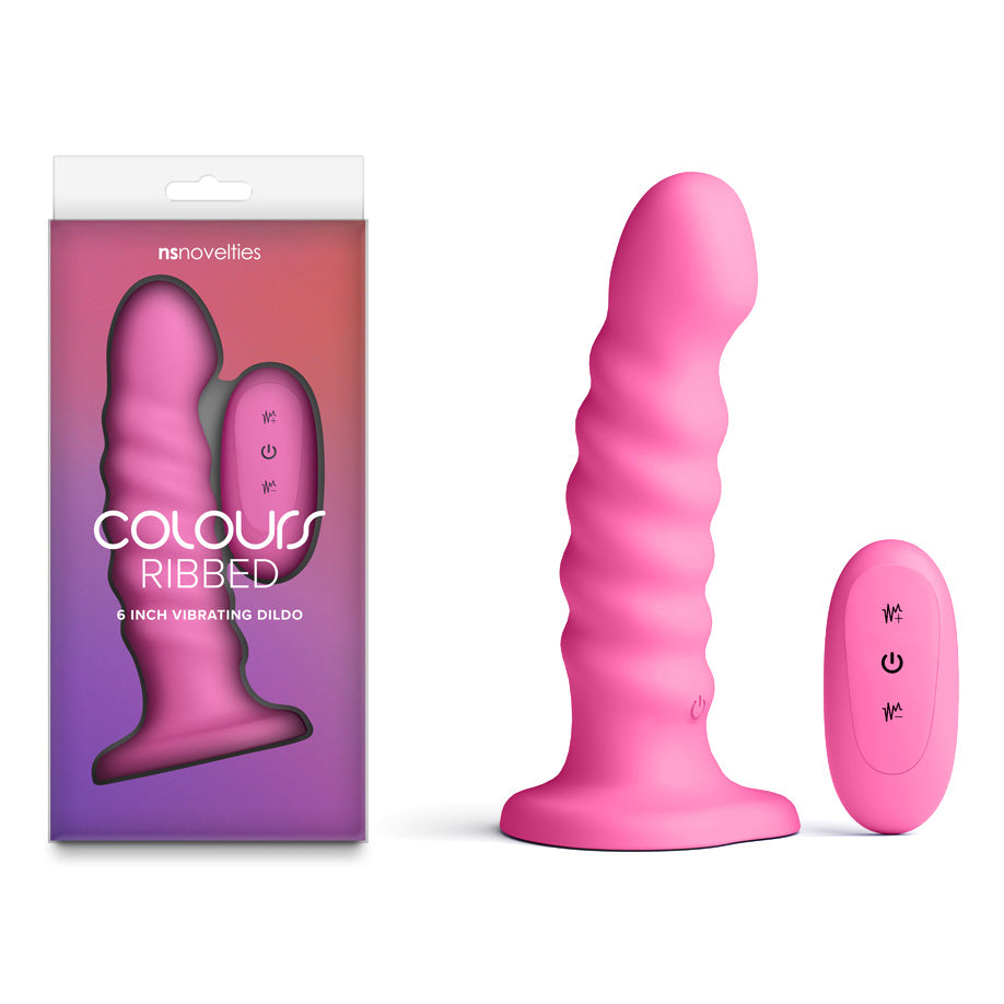 Colours Ribbed - 6'' Vibrating Dildo -  -  16.5 cm USB Rechargeable Vibrating Dildo with Wireless Remote - Just for you desires