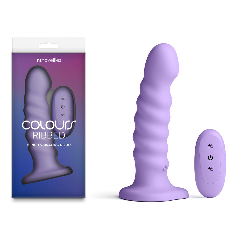 Colours Ribbed - 6'' Vibrating Dildo -  -  16.5 cm USB Rechargeable Vibrating Dildo with Wireless Remote - Just for you desires