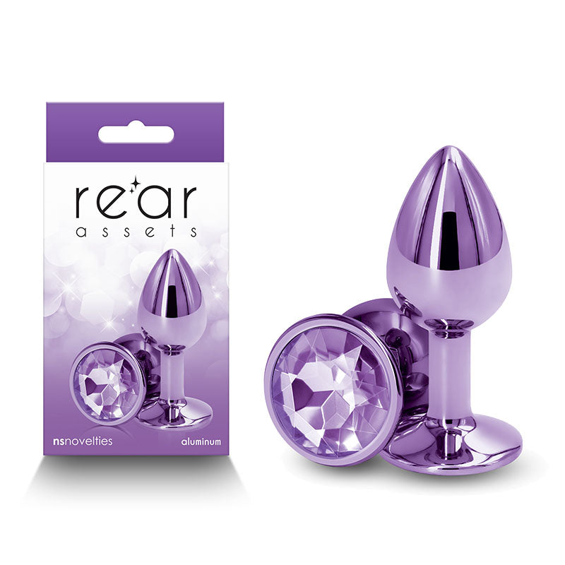 Rear Assets - Small - Purple - Purple 7.1 cm Small Metal Butt Plug with Purple Round Gem Base - Just for you desires