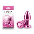 Rear Assets Petite - Pink - Pink 6 cm Metal Butt Plug with Pink Round Gem Base - Just for you desires