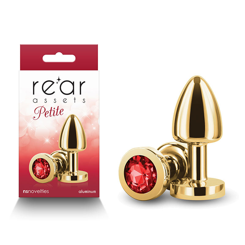 Rear Assets Petite - Gold with Red Gem - Gold 6 cm Metal Butt Plug with Red Round Gem Base - Just for you desires