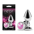 Rear Assets Silver - Medium - Pink Gem - Silver Medium Metal Butt Plug with Pink Gem Base - Just for you desires