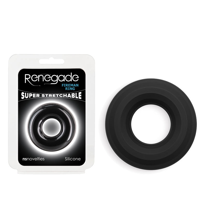 Renegade Fireman Ring - Medium - Black - Black Medium Cock Ring - Just for you desires
