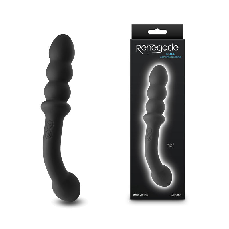 Renegade Duel - Black - Black 21.4 cm USB Rechargeable Vibrating Double Ended Anal Wand - Just for you desires