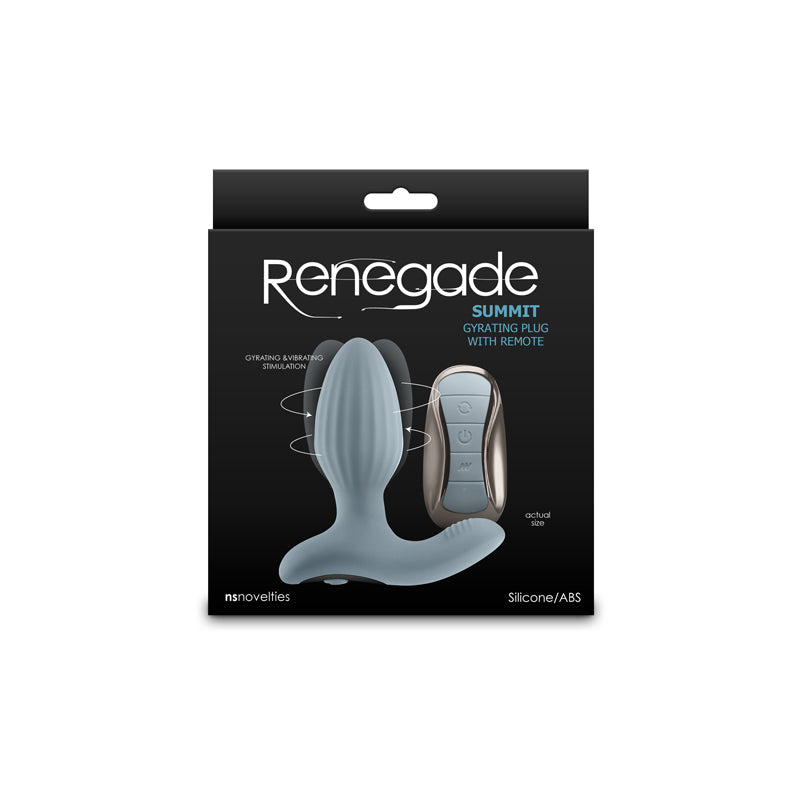 Renegade Summit - Grey - Grey 10.2 cm USB Rechargeable Vibrating Butt Plug with Remote - Just for you desires