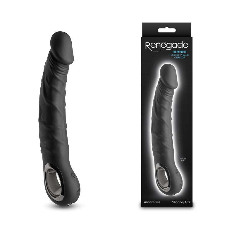 Renegade Rimmer - Black - Black 22 cm USB Rechargeable Vibrator - Just for you desires