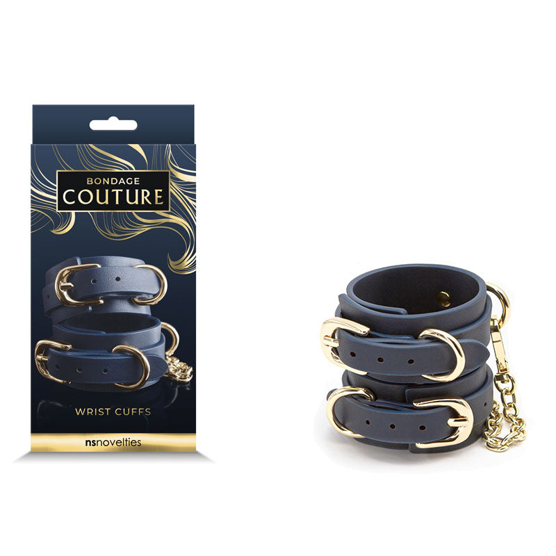 Bondage Couture Wrist Cuffs - Blue - Blue Restraints - Just for you desires