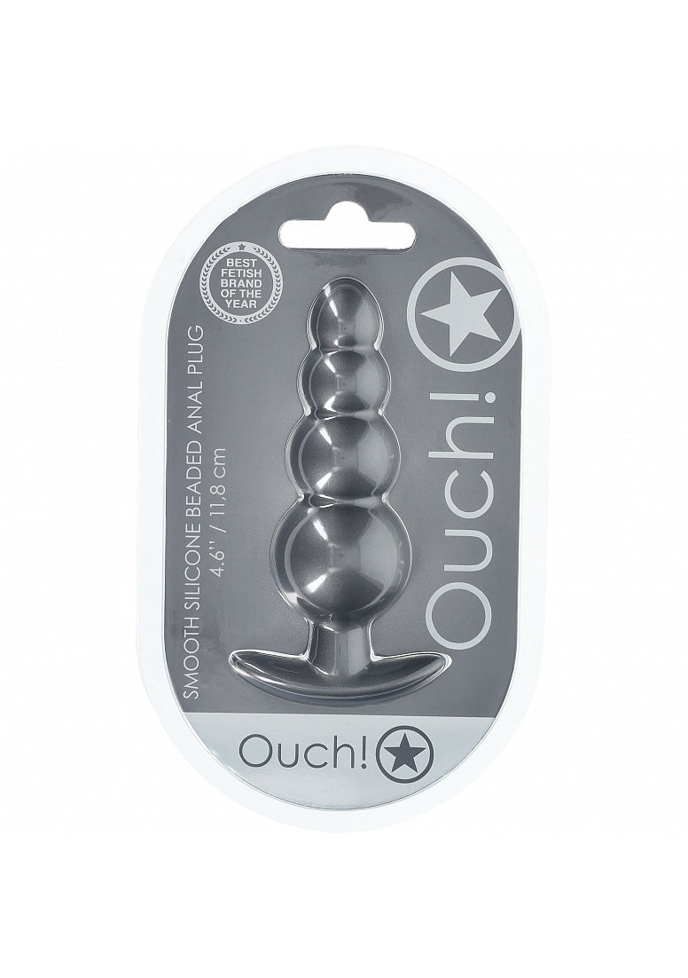 OUCH! Beaded Anal Plug - Gun Metal - Gun Metal Grey 11.7 cm Butt Plug - Just for you desires