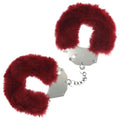 OUCH! Heavy-Duty Fluffy Cuffs - Burgundy - Burgundy Fluffy Restraints - Just for you desires