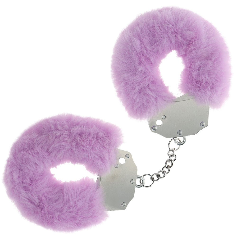 OUCH! Heavy-Duty Fluffy Cuffs - Lavender - Lavender Fluffy Restraints - Just for you desires