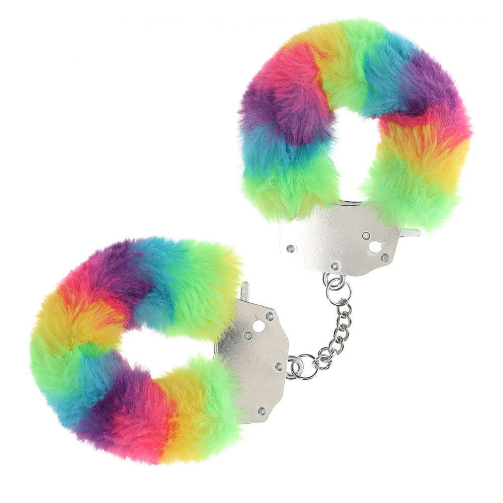 OUCH! Heavy-Duty Fluffy Cuffs - Multicolour 1 - Multicoloured Fluffy Restraints - Just for you desires