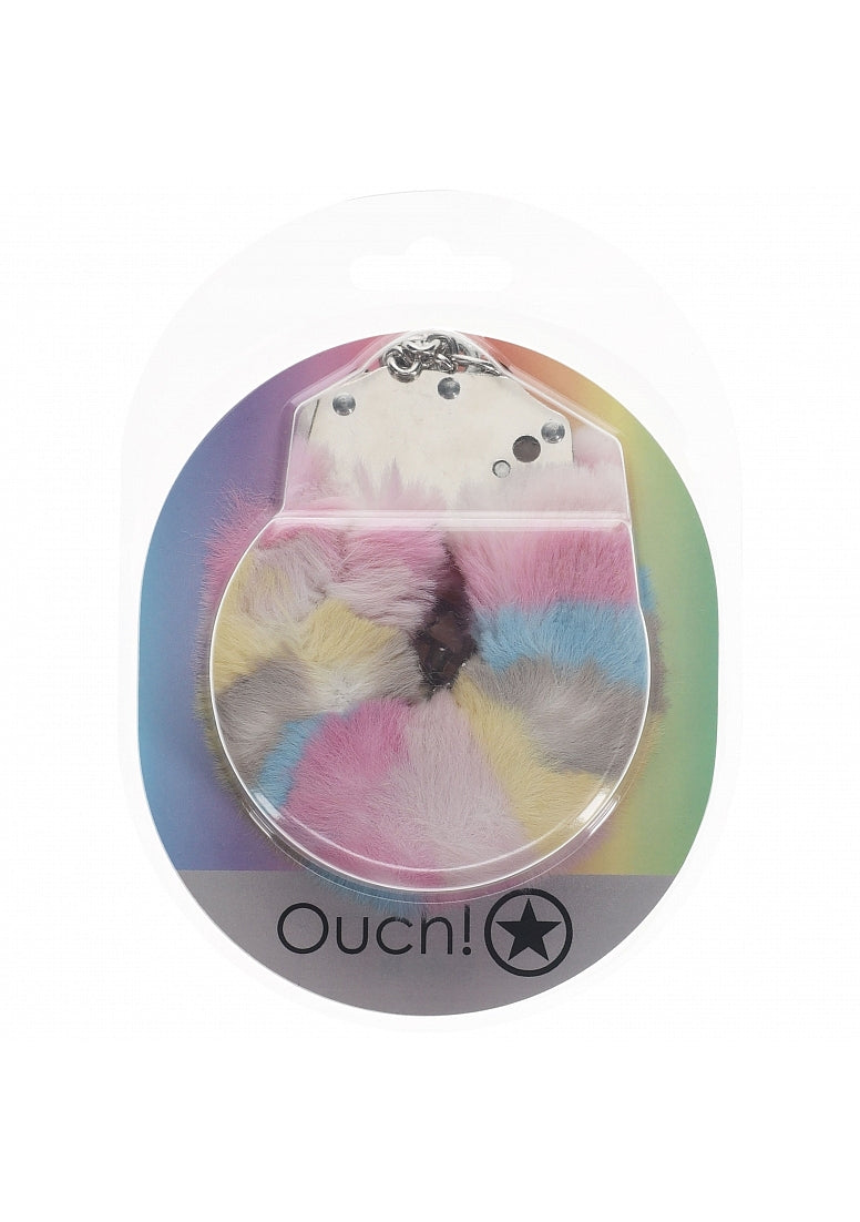 OUCH! Heavy-Duty Fluffy Cuffs - Multicolour 2 - Multicoloured Fluffy Restraints - Just for you desires