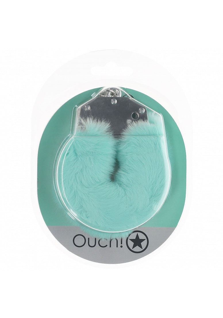 OUCH! Heavy-Duty Fluffy Cuffs - Powder Green - Powder Green Fluffy Restraints - Just for you desires