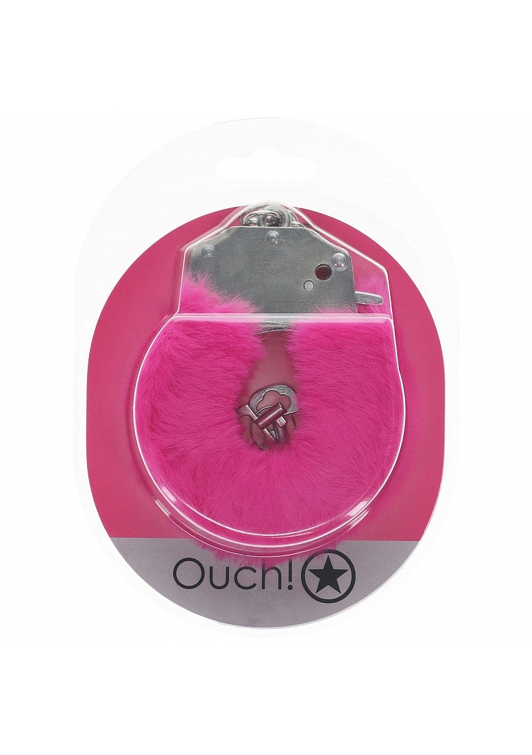 OUCH! Heavy-Duty Fluffy Cuffs - Pink - Pink Fluffy Restraints - Just for you desires