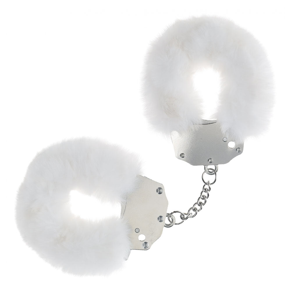 OUCH! Heavy-Duty Fluffy Cuffs - White - White Fluffy Restraints - Just for you desires