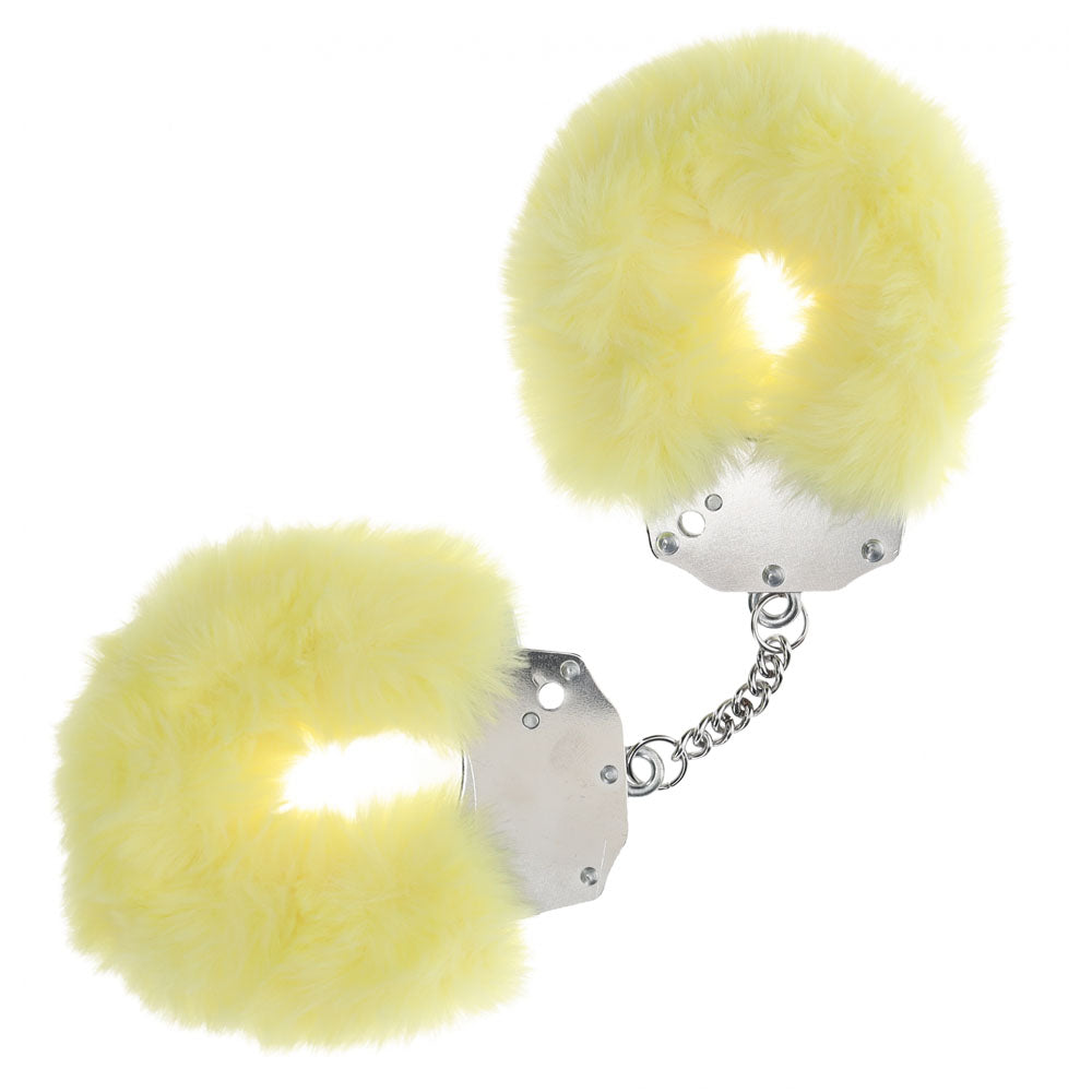 OUCH! Heavy-Duty Fluffy Cuffs - Yellow - Yellow Fluffy Restraints - Just for you desires