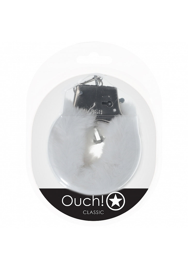 OUCH! Classic Fluffy Cuffs - White - White Fluffy Restraints - Just for you desires