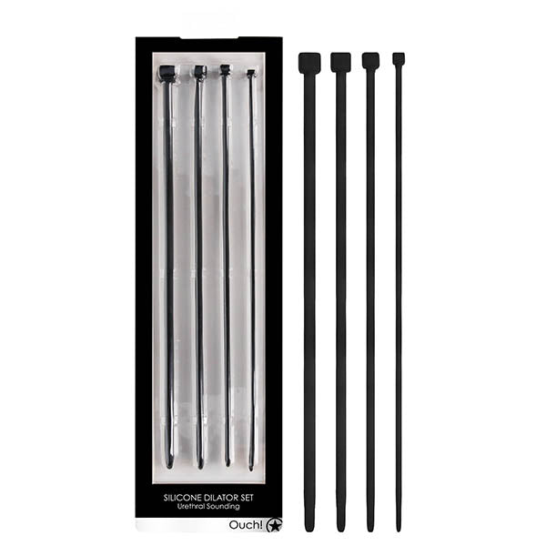 OUCH! Urethral Sounding Dilator Set - Black Silicone Urethral Sound Set - Just for you desires