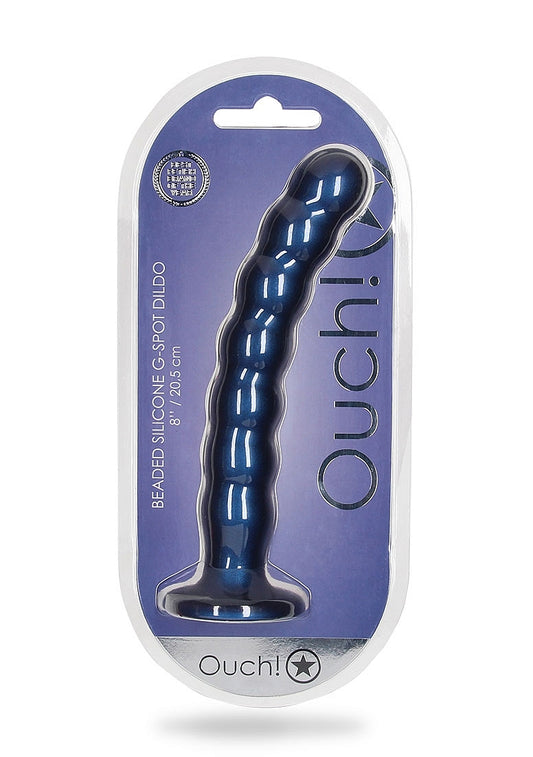 Ouch! Beaded G Spot Dildo 8'' / 20,5 Cm Metallic Blue..